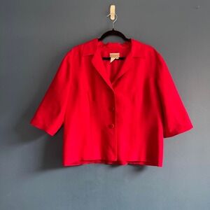 Vintage 90s Silk Blouse Women's Size 14 Coldwater Creek Red Fuschia Collared